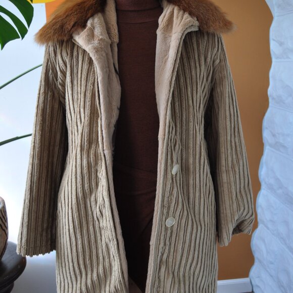 ANNA KEL vintage 2 in 1 corduroy jacket REAL FUR - Picture 7 of 10